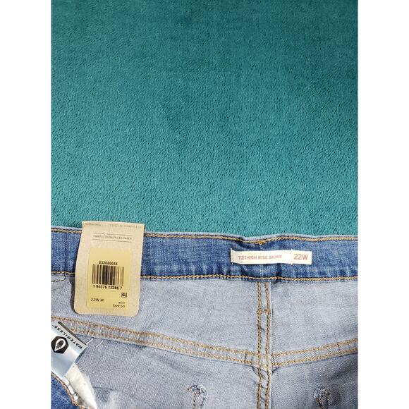 Levis 721 Jeans Size 22 W Womens Blue Pants Stretch Denim High Rise Skinny NWT - Picture 3 of 16
